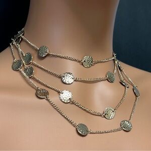 Stylish Hammered Gold Coin Necklace